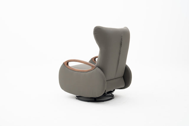 Olive Grey Leather Power Recliner Lounge Chair with 180° Swivel & Rocking Function