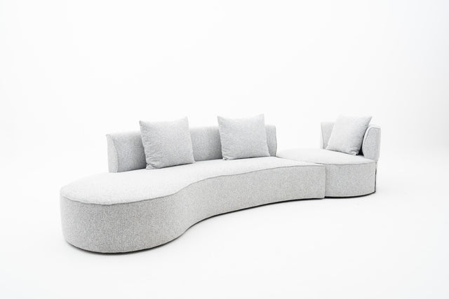 Grey Arc-Shaped sofa with integrated round 360° swivel lounge Seat