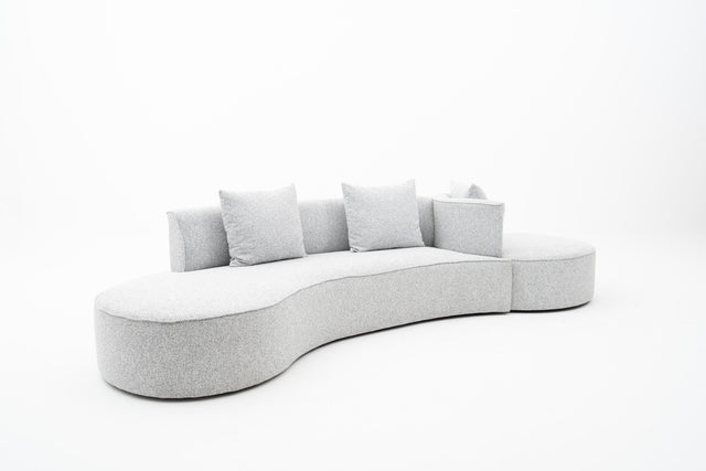 Grey Arc-Shaped sofa with integrated round 360° swivel lounge Seat