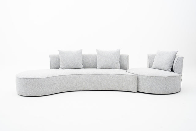 Grey Arc-Shaped sofa with integrated round 360° swivel lounge Seat