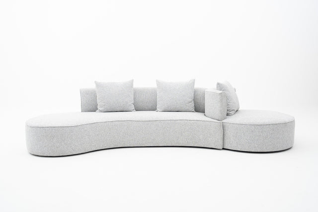 Grey Arc-Shaped sofa with integrated round 360° swivel lounge Seat