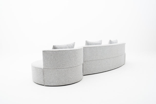 Grey Arc-Shaped sofa with integrated round 360° swivel lounge Seat