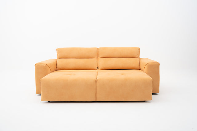 2-Seater yellow performance fabric power slider sofa