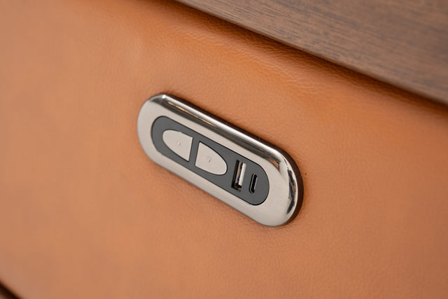 Brown Leather Power Recliner Lounge Chair with Handphone Holder