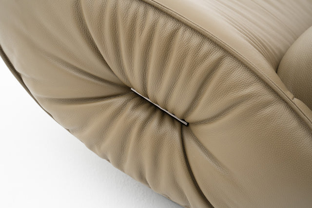 Olive leather swivel lounge chair