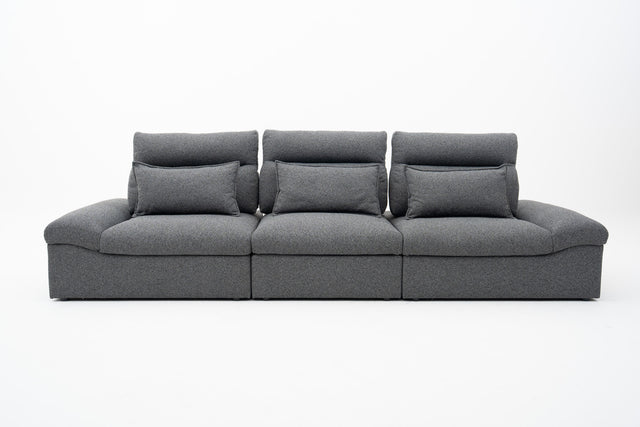 3-Seater Push-back Sofa in Dark Grey
