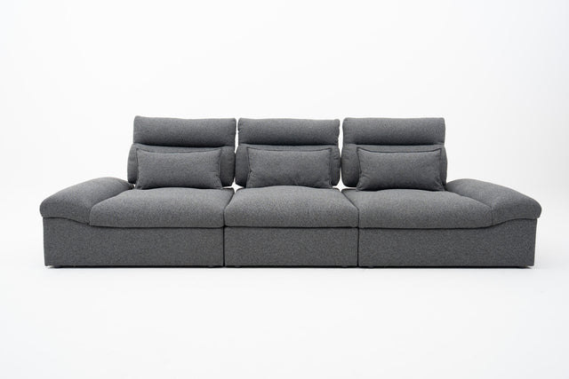 3-Seater Push-back Sofa in Dark Grey
