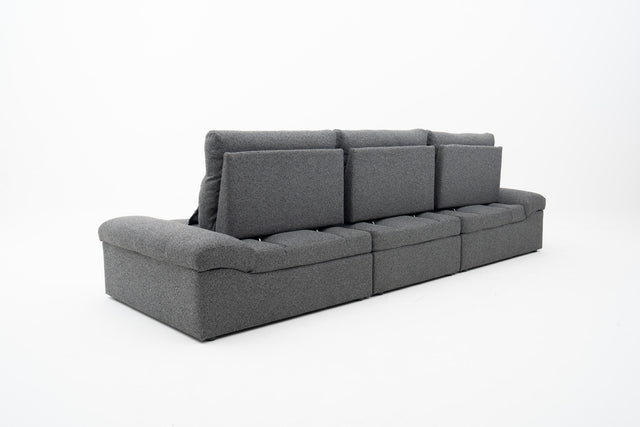 3-Seater Push-back Sofa in Dark Grey