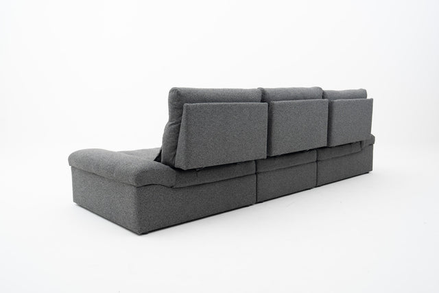3-Seater Push-back Sofa in Dark Grey