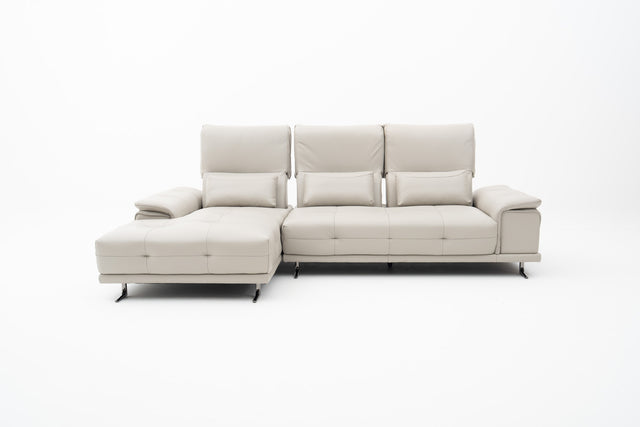 Light Grey L-Sectional Sofa with Adjustable Headrests