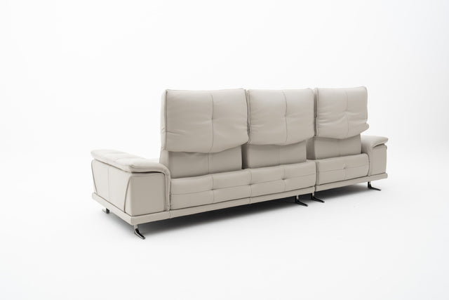 Light Grey L-Sectional Sofa with Adjustable Headrests