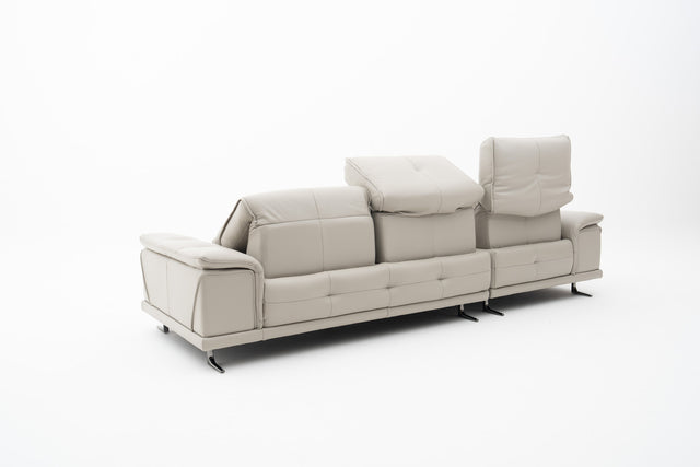 Light Grey L-Sectional Sofa with Adjustable Headrests
