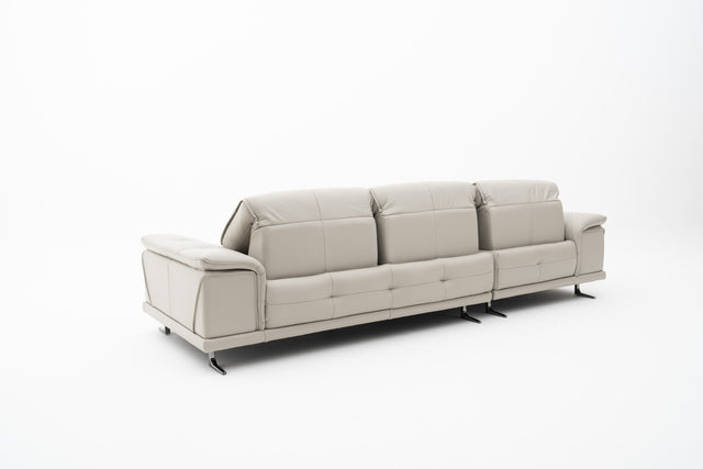 Light Grey L-Sectional Sofa with Adjustable Headrests