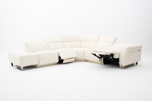 Imperial White Modular Corner Sofa with 2 Power Incliner Seats & Adjustable Headrests