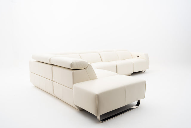 Imperial White Modular Corner Sofa with 2 Power Incliner Seats & Adjustable Headrests