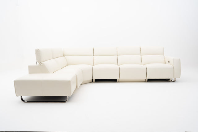 Imperial White Modular Corner Sofa with 2 Power Incliner Seats & Adjustable Headrests