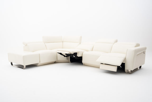 Imperial White Modular Corner Sofa with 2 Power Incliner Seats & Adjustable Headrests