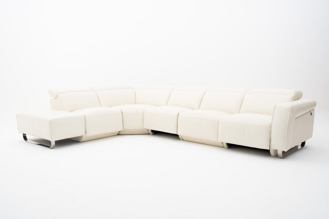 Imperial White Modular Corner Sofa with 2 Power Incliner Seats & Adjustable Headrests