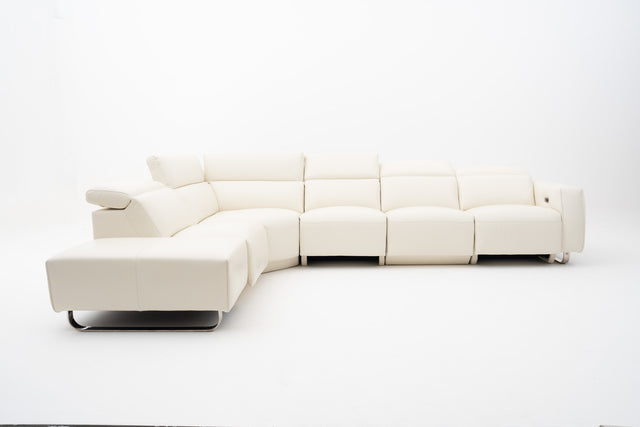 Imperial White Modular Corner Sofa with 2 Power Incliner Seats & Adjustable Headrests