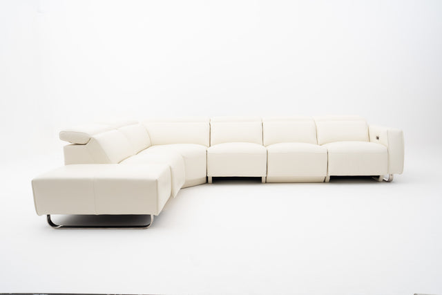 Imperial White Modular Corner Sofa with 2 Power Incliner Seats & Adjustable Headrests