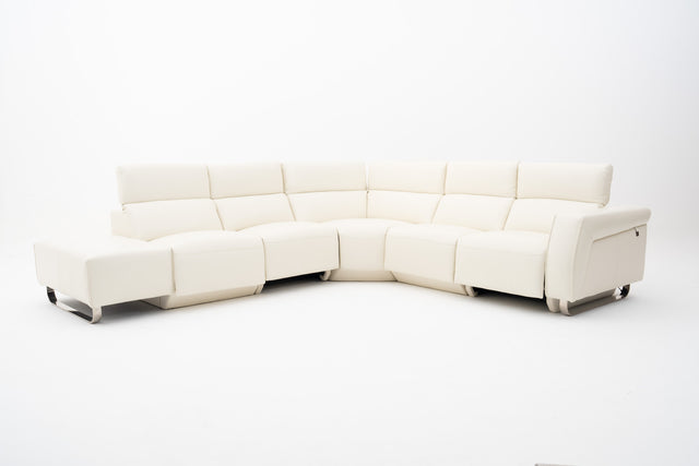 Imperial White Modular Corner Sofa with 2 Power Incliner Seats & Adjustable Headrests