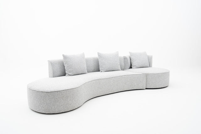  Grey Arc-Shaped sofa with integrated round 360° swivel lounge Seat