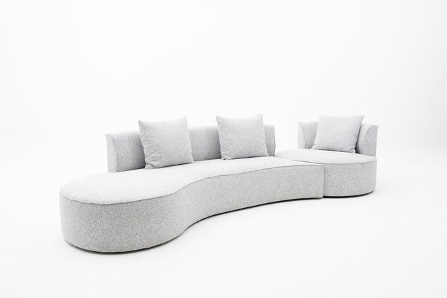  Grey Arc-Shaped sofa with integrated round 360° swivel lounge Seat