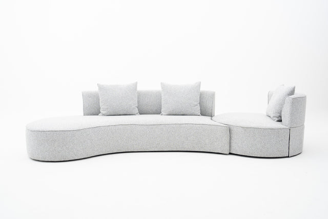  Grey Arc-Shaped sofa with integrated round 360° swivel lounge Seat