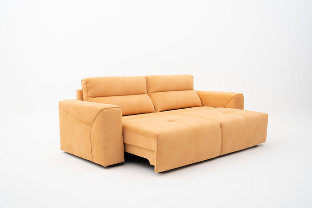 2-Seater yellow performance fabric power slider sofa