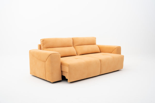 2-Seater yellow performance fabric power slider sofa