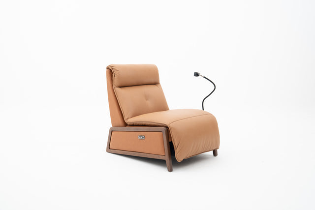 Brown Leather Power Recliner Lounge Chair with Handphone Holder