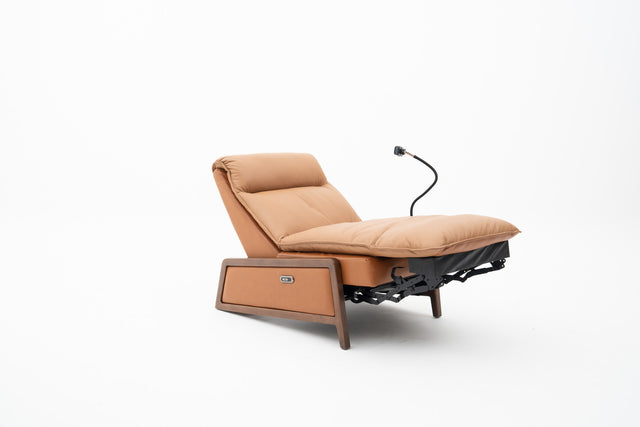 Brown Leather Power Recliner Lounge Chair with Handphone Holder