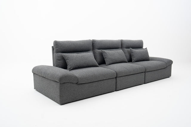 3-Seater Push-back Sofa in Dark Grey