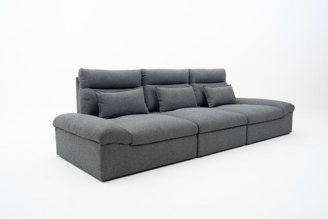 3-Seater Push-back Sofa in Dark Grey