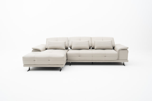 Light Grey L-Sectional Sofa with Adjustable Headrests