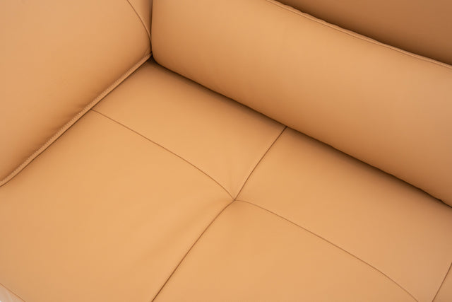 3-Seater brown leather push-back sofa with adjustable armrests