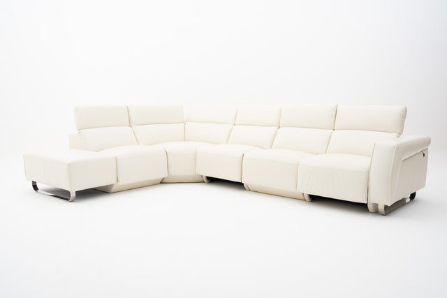 Imperial White Modular Corner Sofa with 2 Power Incliner Seats & Adjustable Headrests