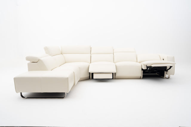 Imperial White Modular Corner Sofa with 2 Power Incliner Seats & Adjustable Headrests